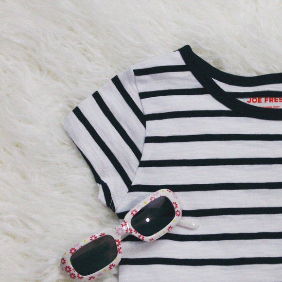 NWT Girls Joe Fresh Navy/White Striped Asym Dress - Picture 4 of 7